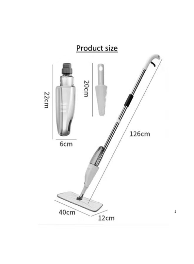 QK Exclusives - Water Spray Mop - 360° Rotatable Spray Flat Mop - Mop For Wood Floor Dry And Wet Use -  360 ML Large Capacity Water Tank , One-Hand Operation, Microfiber Pad Effortless Cleaning - Fine Mist Cleaning Without Dust - White - Image 4